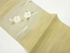 絽綴れ花に芝模様刺繍名古屋帯